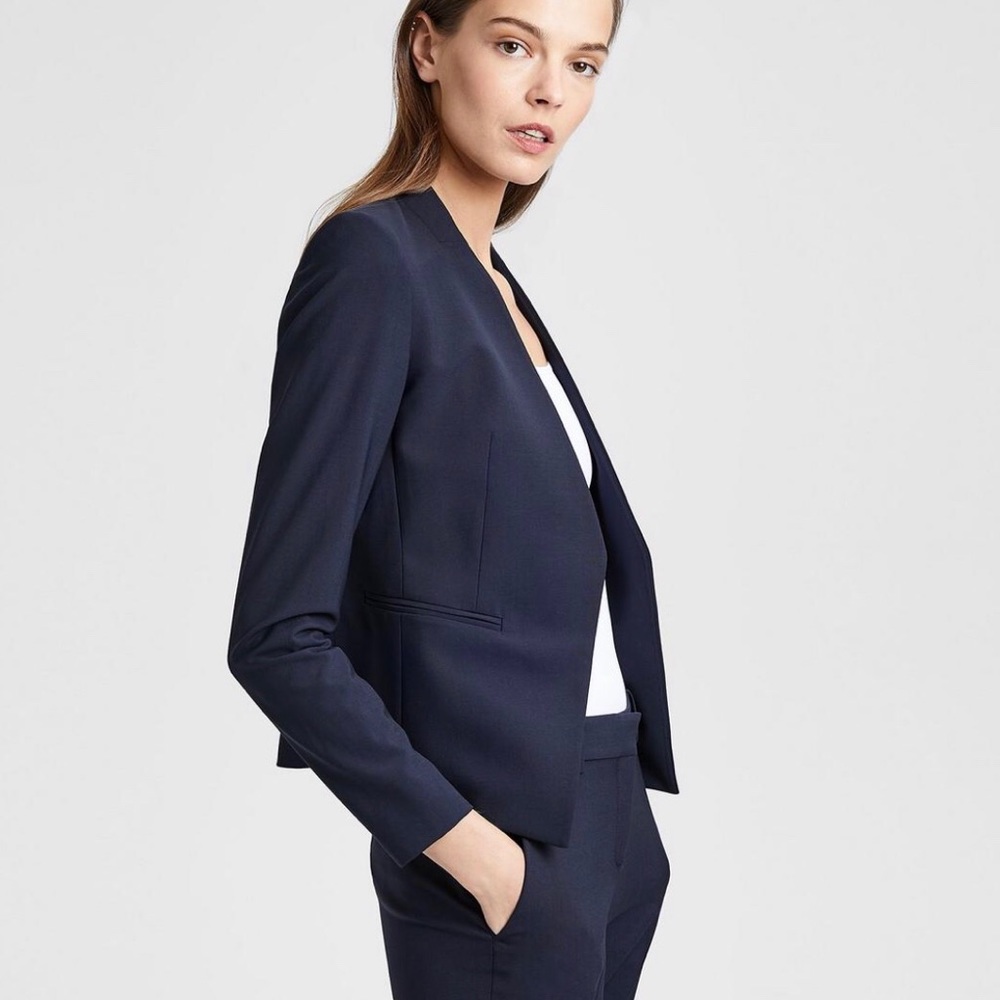 Theory Navy Open-Front Blazer